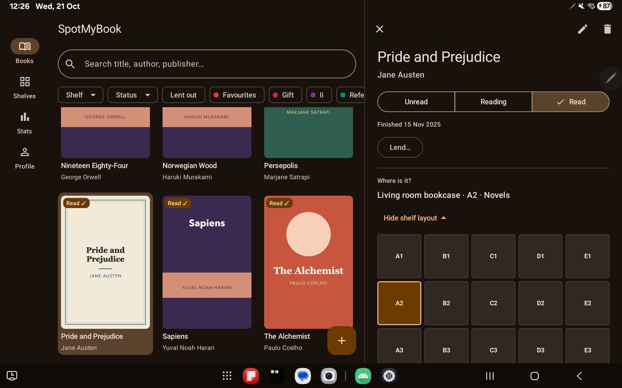 SpotMyBook on a tablet